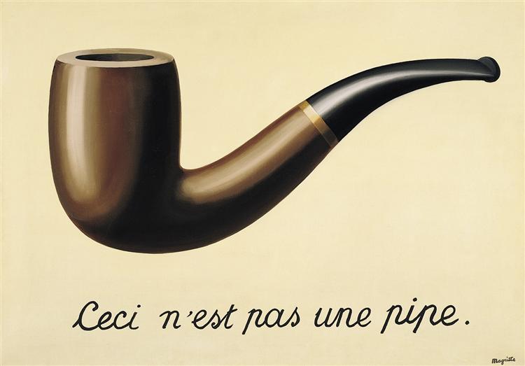 Reprodução do quadro La Trahison des images (Ceci n’est pas une pipe). do pintor René Magritte.
